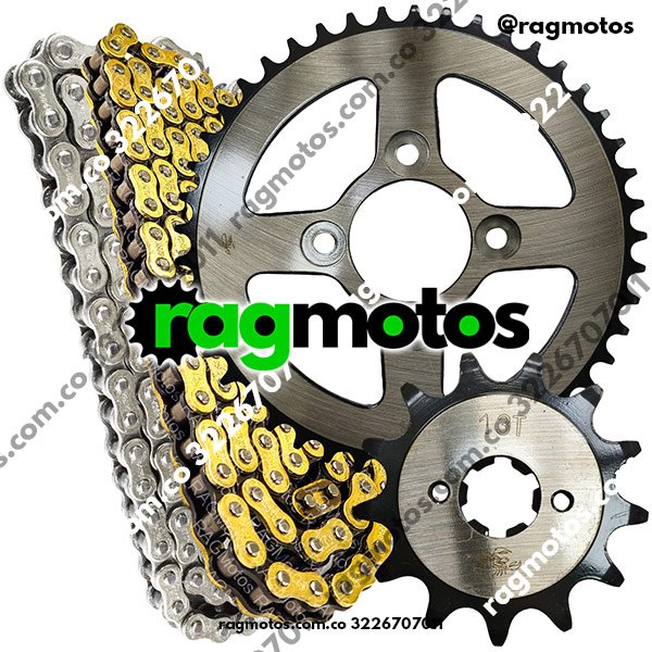 kit arrastre original apache 200 tvs cadena reforzada dorada orrindada