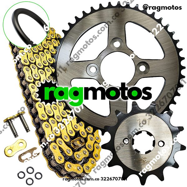 kit arrastre original apache 200 tvs cadena reforzada dorada orrindada